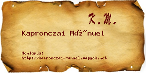 Kapronczai Mánuel névjegykártya