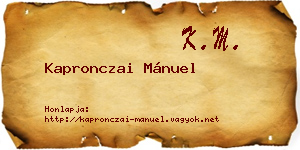 Kapronczai Mánuel névjegykártya